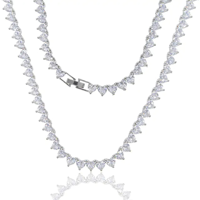 5A Heart CZ Tennis Necklace – A Perfect Combination of Elegance and Romance