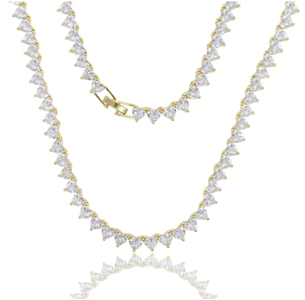 5A Heart CZ Tennis Necklace – A Perfect Combination of Elegance and Romance