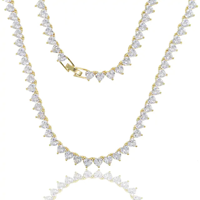 5A Heart CZ Tennis Necklace – A Perfect Combination of Elegance and Romance